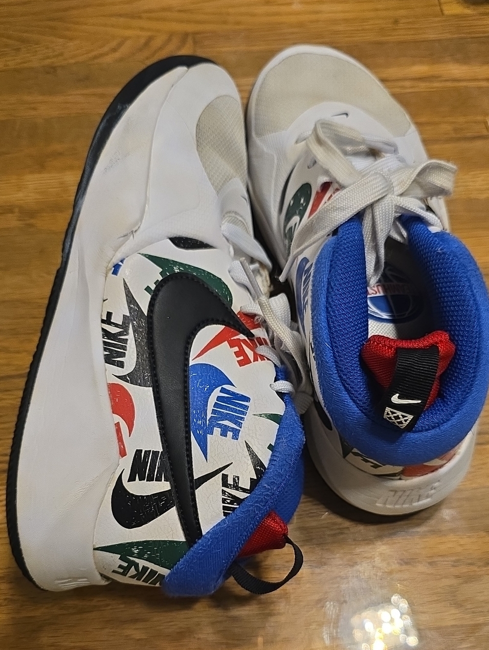 Nike Women's High-Top Sneakers with Black Swoosh and Multi-Color Logo Accents